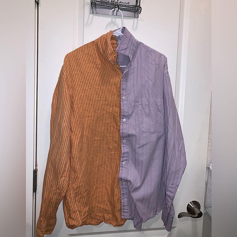 Orange and purple button-up flannel (used)